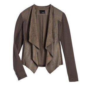 Edyson Maisha Ponte and Faux Leather Brown Jacket Draped Women's Large